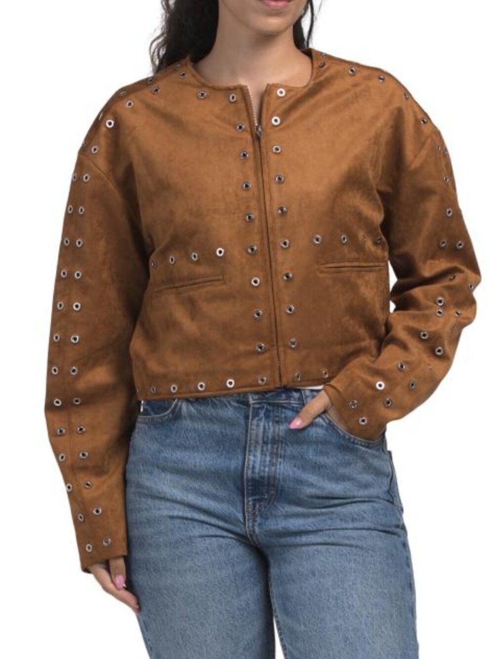 BLANK NYC Faux Suede Grommet Jacket